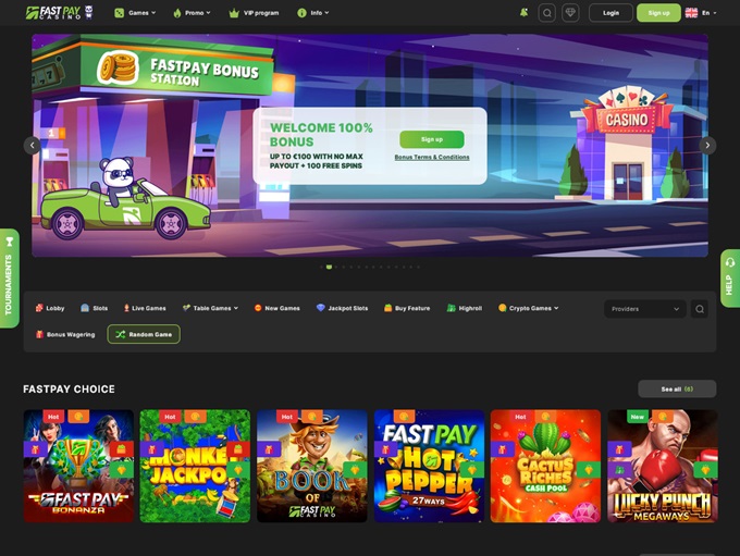 Fastpay Casino lobby