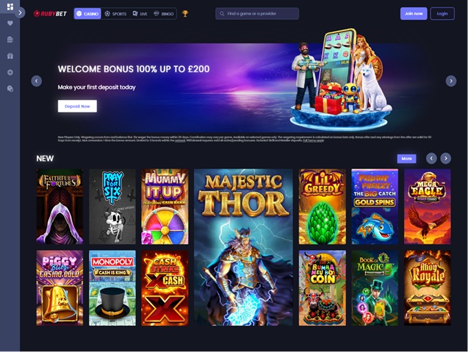 RubyBet Casino lobby