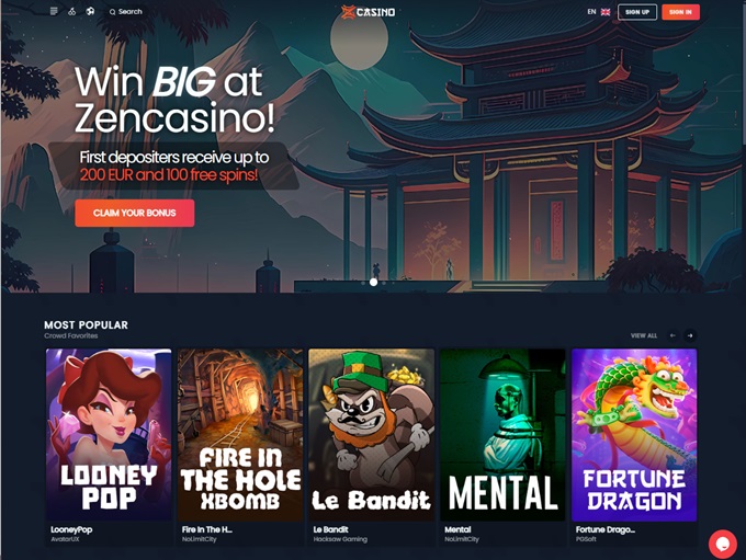 ZenCasino lobby
