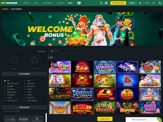 BetWinner Casino lobby