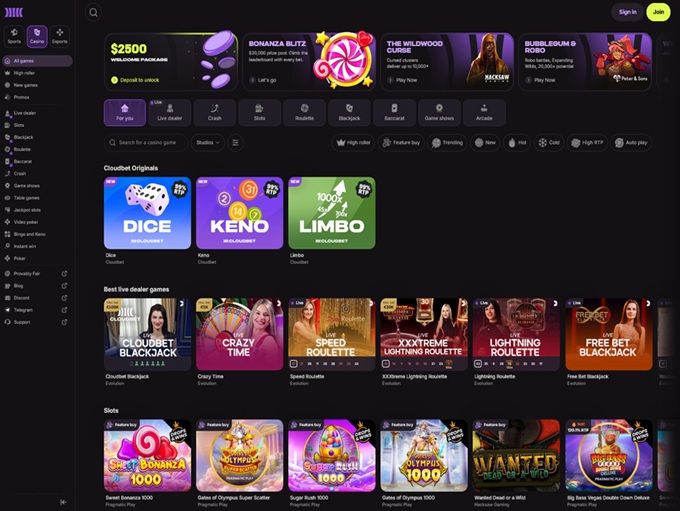Cloudbet Casino screenshot 1