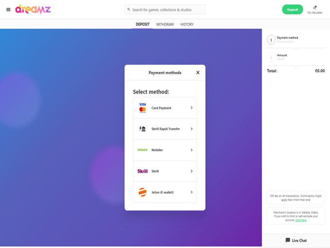 Dreamz Casino screenshot 3