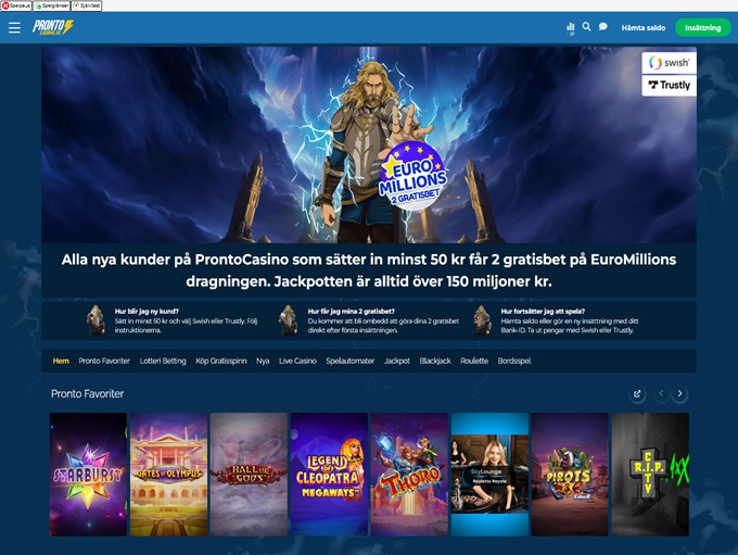 Pronto Casino screenshot 1