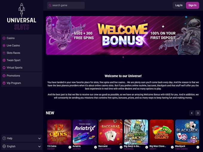 Universal Slots lobby