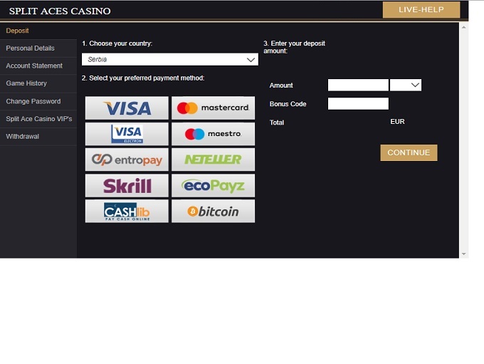 Split Aces Casino screenshot 3