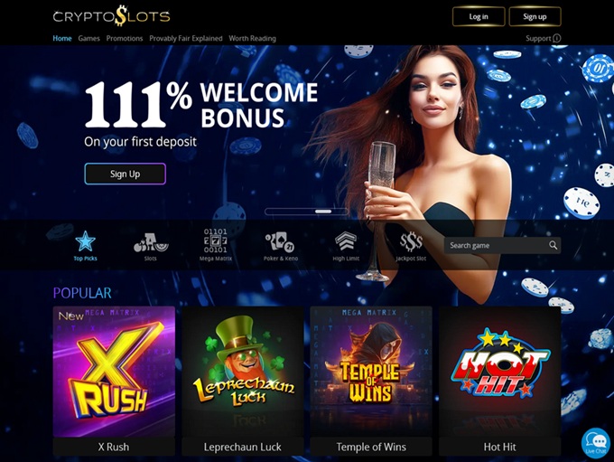 CryptoSlots Casino lobby