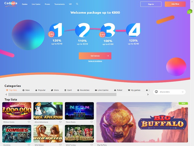 Cadoola Casino screenshot 1