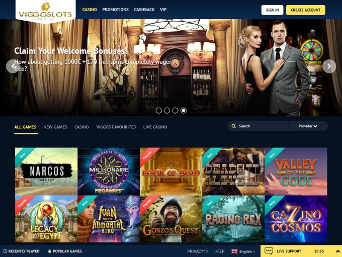 Viggoslots Casino lobby
