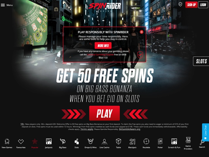 Spin Rider Casino lobby