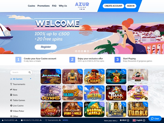 Azur Casino lobby