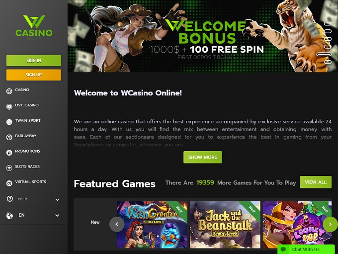 Wcasino Online lobby