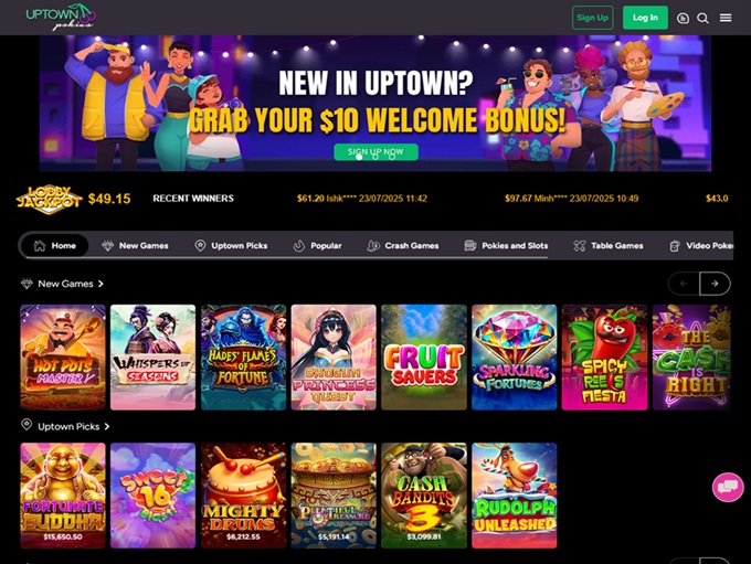 Uptown Pokies lobby