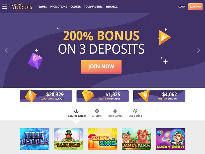 VipSlots Casino lobby