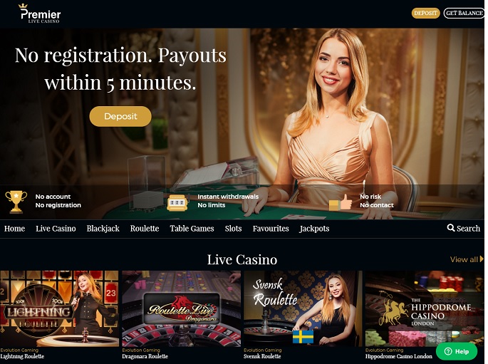 Premier Live Casino lobby