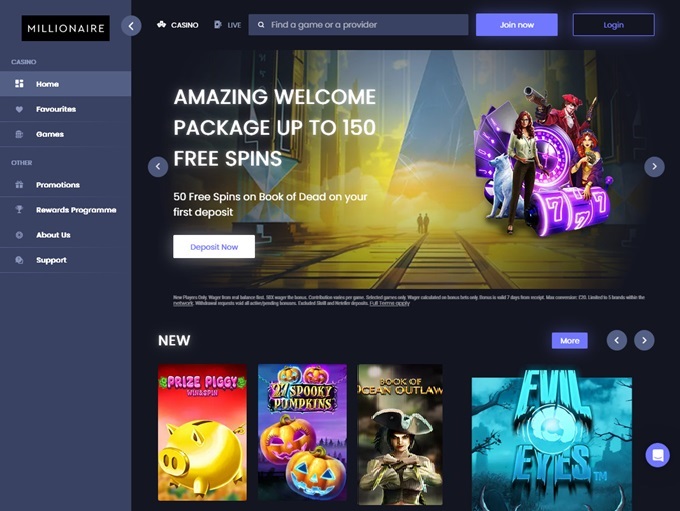 Millionaire UK Casino lobby