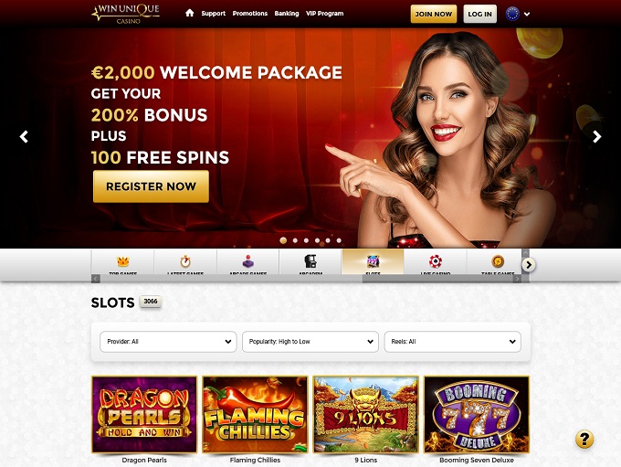Win Unique Casino lobby