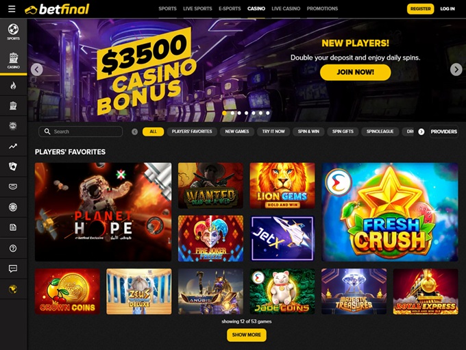 Betfinal Casino lobby