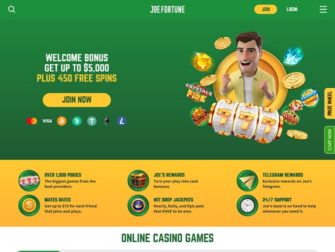 Joe Fortune Casino lobby