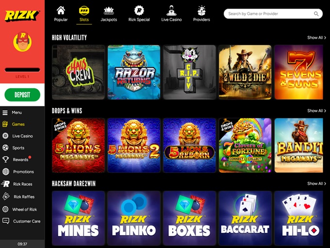 Rizk Casino screenshot 2