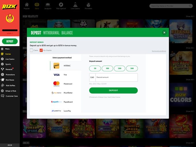 Rizk Casino screenshot 3