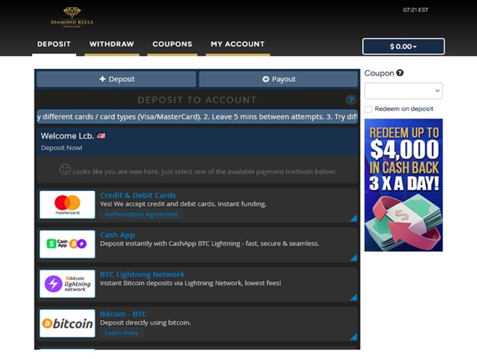 Diamond Reels Casino screenshot 3