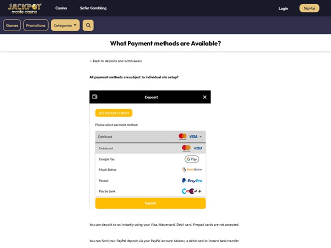 Jackpot Mobile Casino screenshot 3