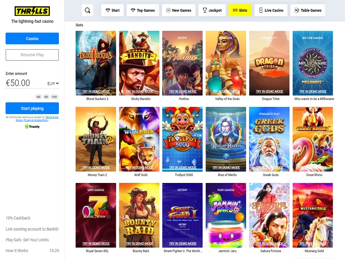 Thrills Casino screenshot 2