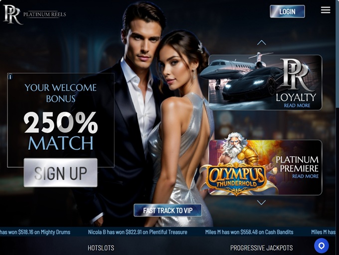 Platinum Reels Casino lobby