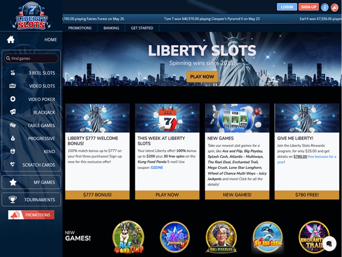 Liberty Slots Casino lobby