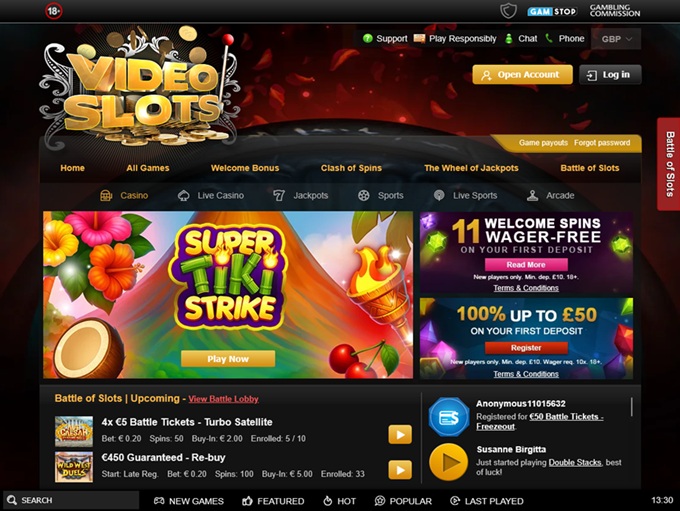 Videoslots.com lobby