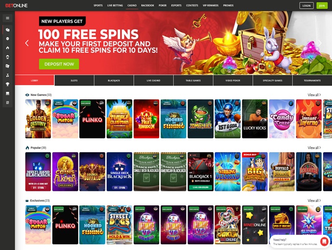 BetOnline Casino lobby