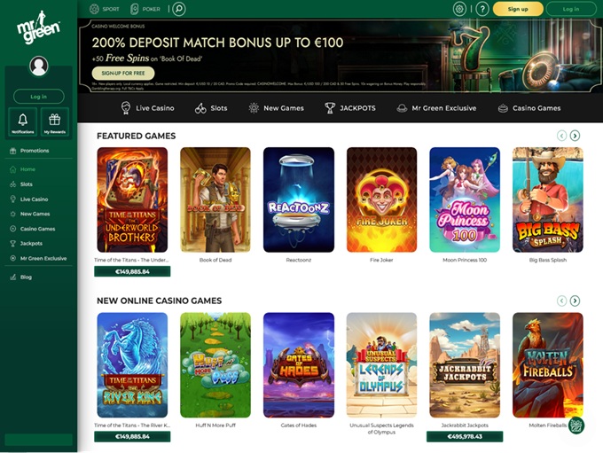 Mr Green Casino lobby