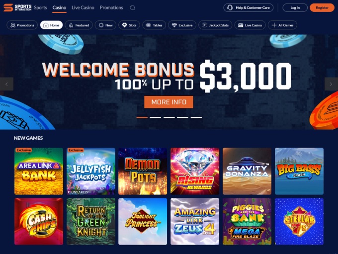Sports Interaction Casino (SIA) lobby