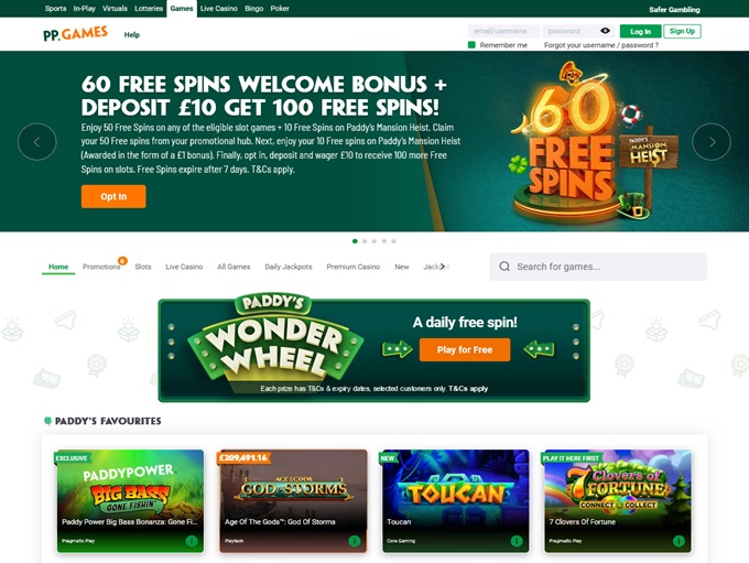 Paddy Power Casino lobby