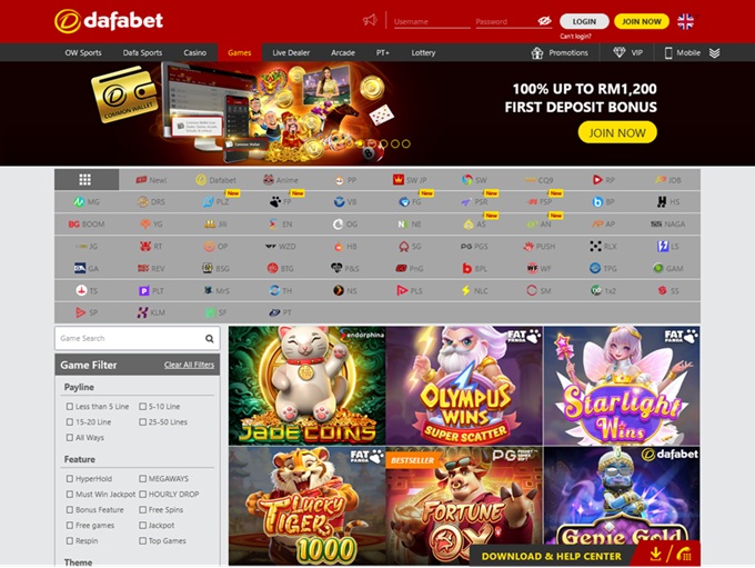 Dafabet Casino lobby