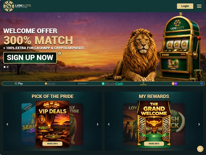 Lion Slots Casino lobby