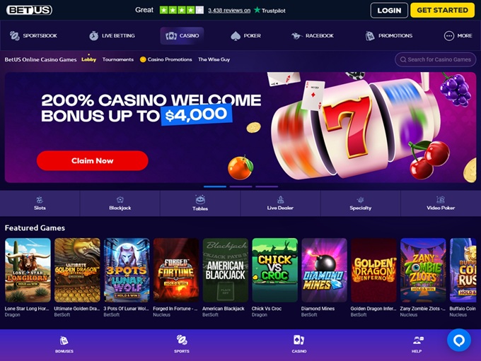 BetUS Casino lobby