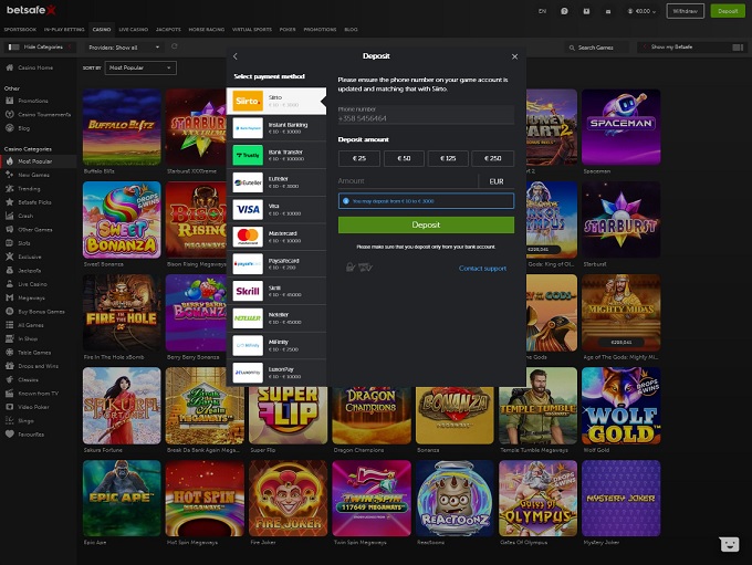 Betsafe Casino screenshot 3